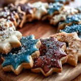 Buttery Gemini Zodiac Cookies topped with shimmering star royal icing.