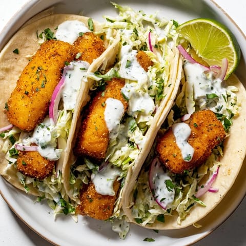 A close-up shot of delicious fish tacos, showcasing flaky fish, fresh cilantro, and lime wedges.