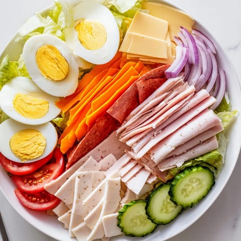 A beautiful, refreshing Chef Salad offers a satisfying mix of textures and flavors, perfect for lunch.