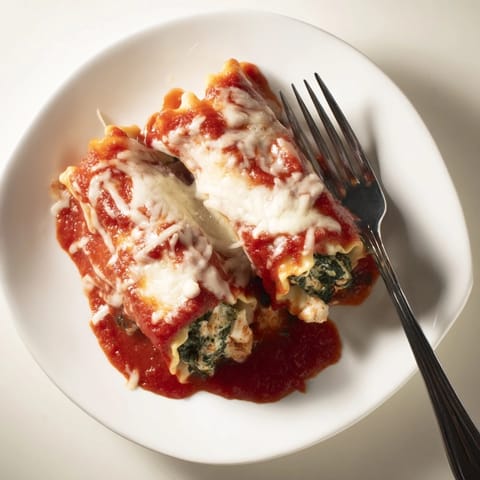 Serving of Chicken and Spinach Lasagna Rolls on a plate, ready to be enjoyed with garlic bread.