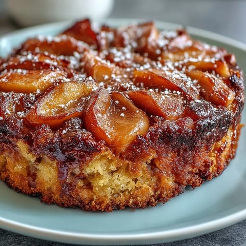Slice of warm Baked Apple Cake served on a rustic plate, perfect for a cozy brunch with a dollop of crème fraîche.