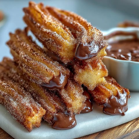 1. Golden, cinnamon-sugar-dusted churro bites are crisp outside, tender inside, served with rich chocolate dipping sauce for a festive Cinco de Mayo treat.  