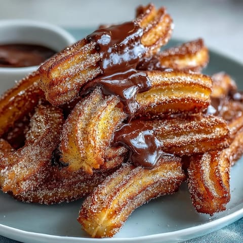 2. Bite-sized churros, fried to golden perfection and coated in cinnamon sugar, pair perfectly with warm, silky chocolate sauce for a Mexican dessert classic.  