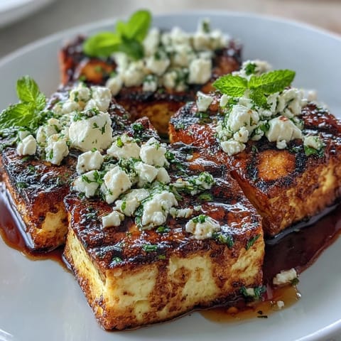 Grilled watermelon salad with feta and mint, showcasing juicy caramelized fruit and creamy cheese.