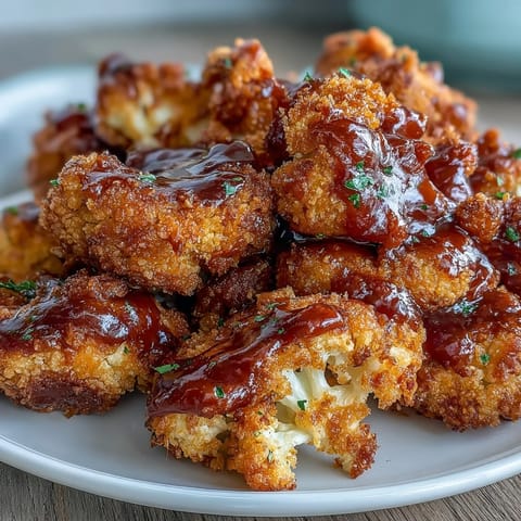 Smoky BBQ cauliflower wings, oven-baked and ready to dip, look so delicious.