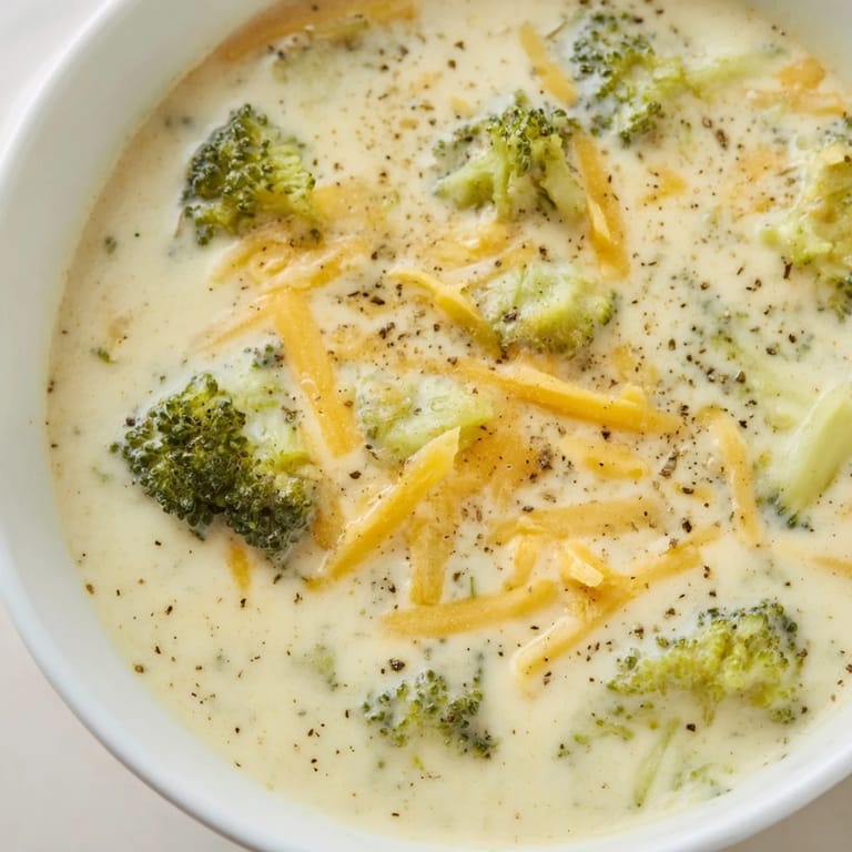 Creamy, rich Broccoli Cheese Soup, a vibrant green color, garnished with freshly grated cheese.