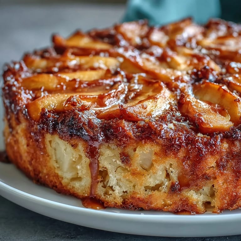 Close-up of Baked Apple Cake highlighting moist crumb texture, cinnamon-sugar topping, and soft, thinly sliced apples baked inside.