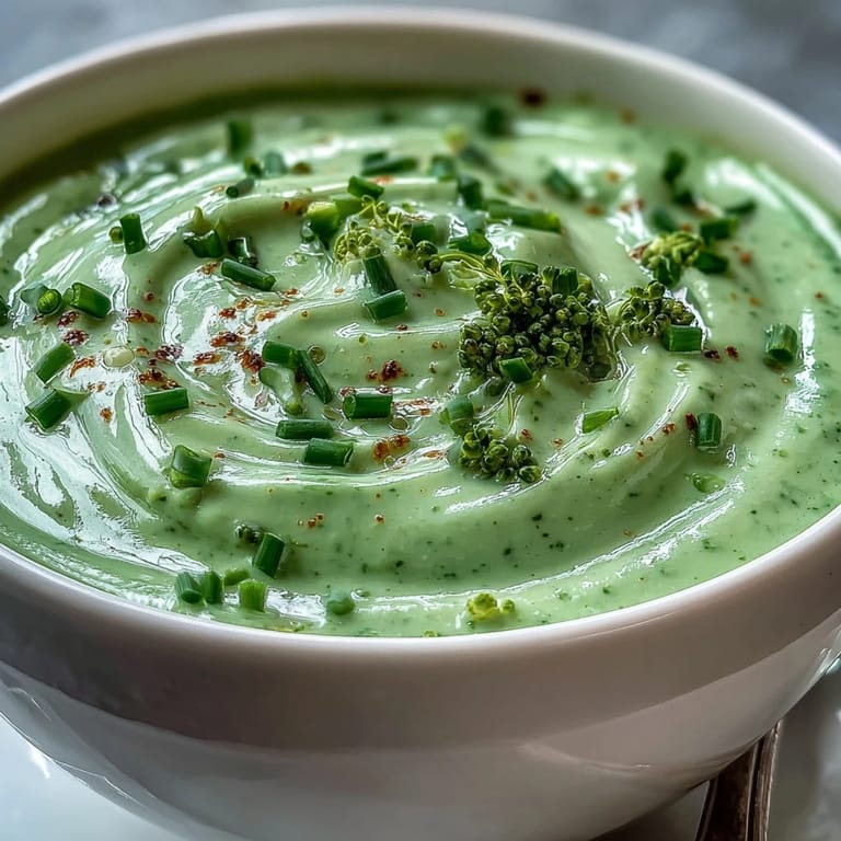 Steaming bowl of Cream of Broccoli Soup with vibrant green puree, paired with rustic bread for a comforting meal.