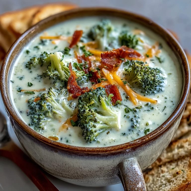 Homemade Broccoli Cheddar Soup topped with fresh cracked pepper, ready to serve alongside a grilled cheese sandwich.