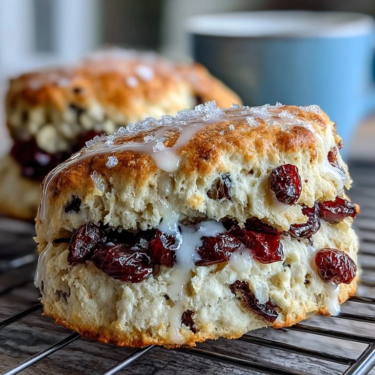 Fluffy, tangy blueberry lemon sourdough scones fresh from the oven, golden and dotted with fruit.