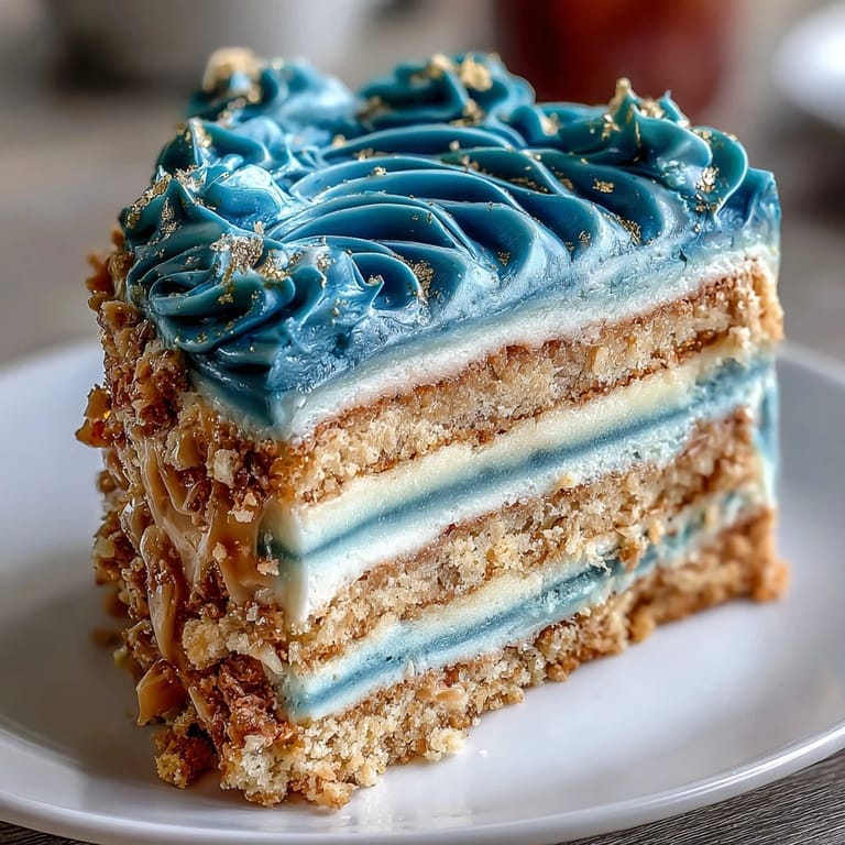 Rich vanilla buttercream covers dark blue ombre cake layers, accented with shimmering edible gold leaf for a graduation centerpiece.