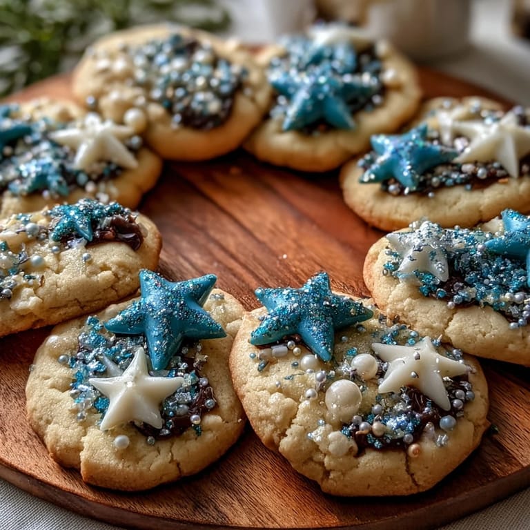 Gemini Zodiac Cookies adorned with celestial gold star royal icing swirls.